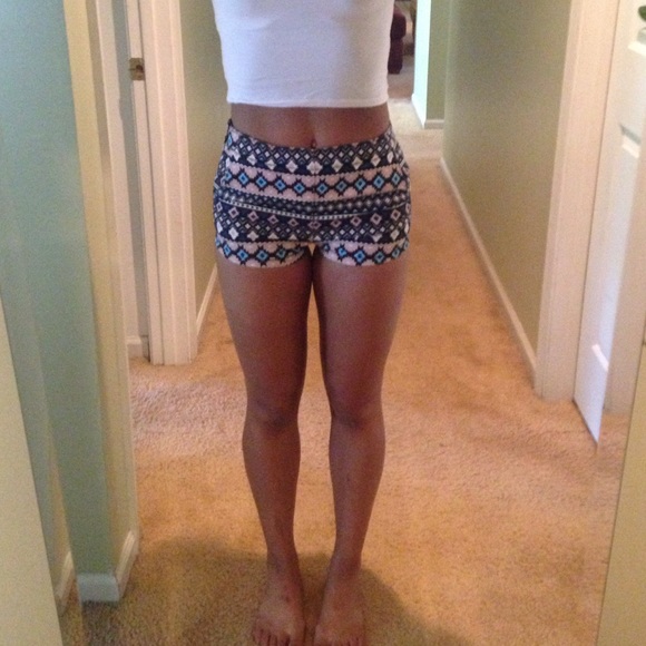 Aztec print shorts.