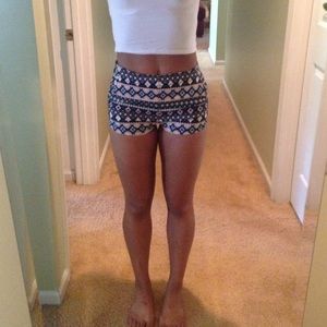 Aztec print shorts.