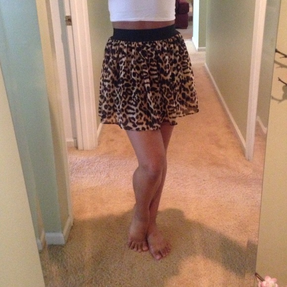 Cheetah print skirt.