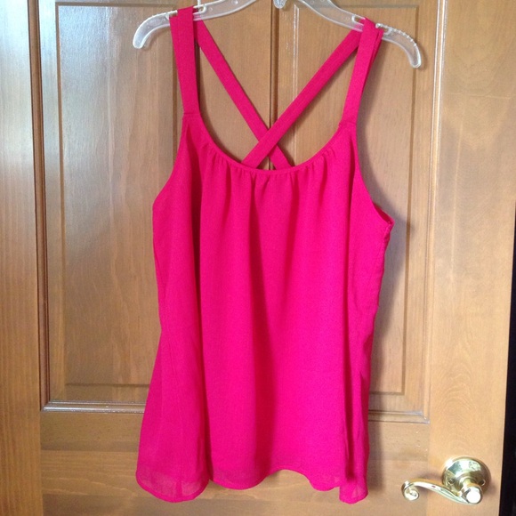 Express Red Chiffon Criss Cross Back Tank