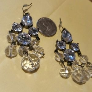 RHINESTONES & CRYSTAL DANGLE CHANDELIER EARRINGS~NEW