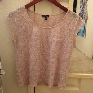 Express Blush Pink Lace Pocketed Shirt (S)