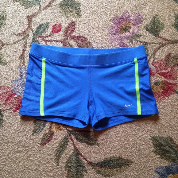 Nike Dri- Fit neon green and turquoise blue shorts
