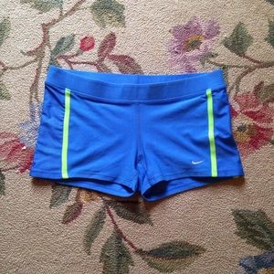 Nike Dri- Fit neon green and turquoise blue shorts