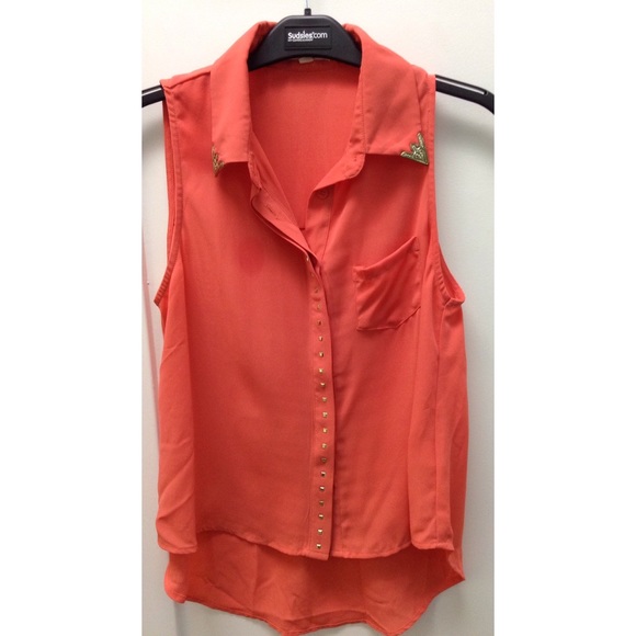 Orange and Gold Button Down Top
