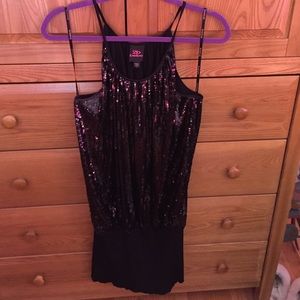 Black sequin sleeveless dress with bandage bottom