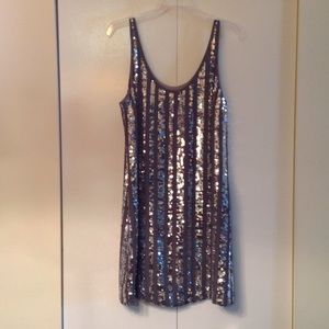 Silver Sequin Swing Dress
