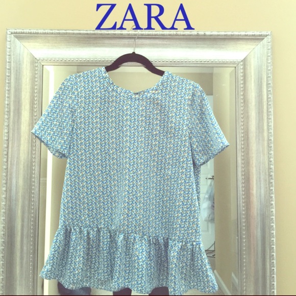 Zara blue peplum top with detail back