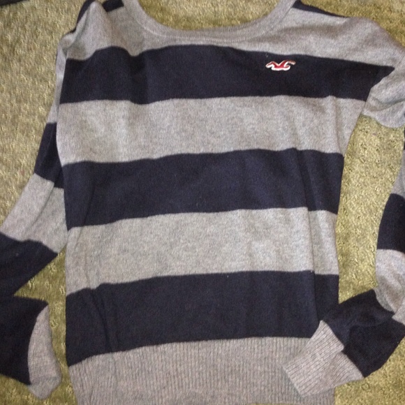 Hollister blue and grey striped sweater