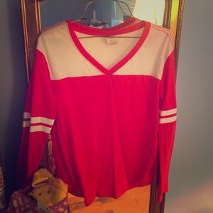 Pink Long Sleeved V Neck