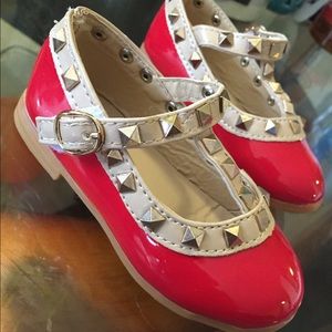 Red Toddler Girls Studded Valentino Like Flats