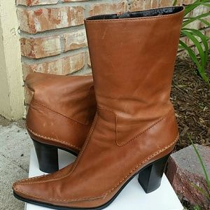 Light brown leather calf boots