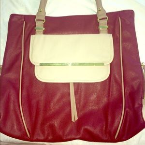 Steve Madden maroon and cream leather purse!