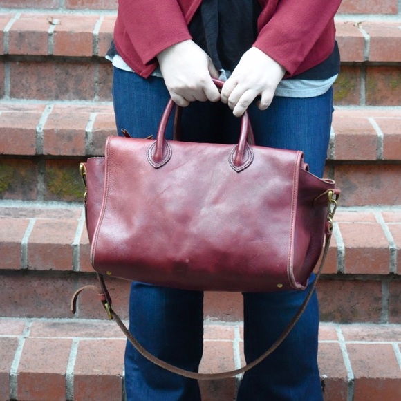 Madewell burgundy leather bag with crossbody strap