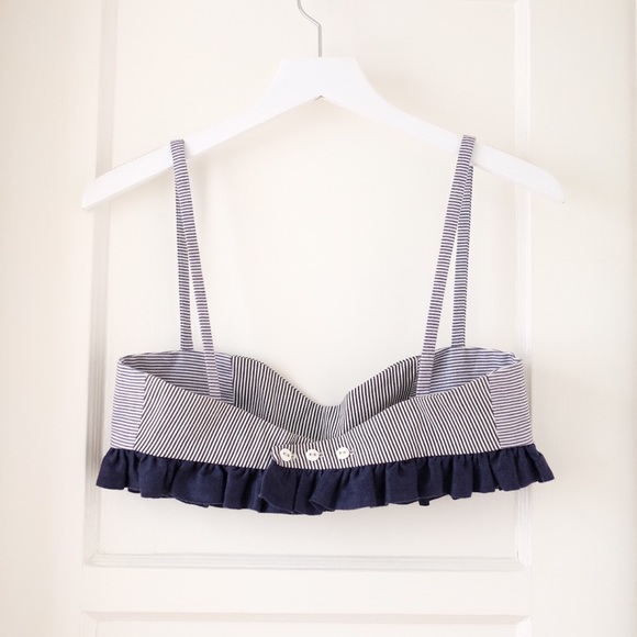 NWOT Stripe Bralette Top with Stripes & Ruffles - Picture 2 of 4