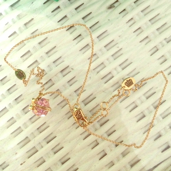 Juicy Couture Wish Heart Banner Necklace Pink/Gold