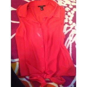 RED FOREVER 21 BUTTON DOWN SHIRT
