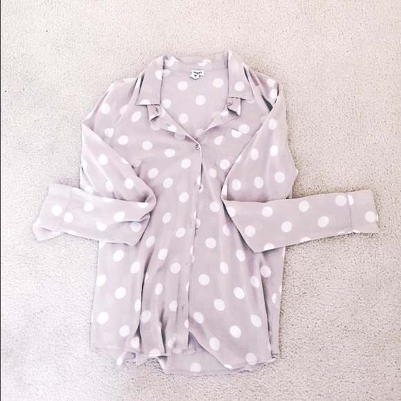 Splendid Silk Polka Dot Button Down Shirt