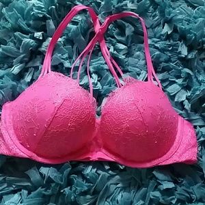 Victoria's Secret pink lace cross back push up bra