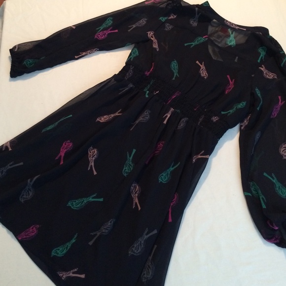G&B Girls Semi Sheer Button down Bird Dress - Picture 4 of 4
