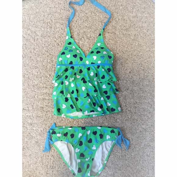 Green and Blue Hearts Tankini