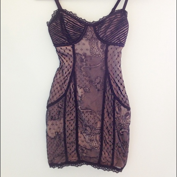 Black & Beige Strapped Lace Dress
