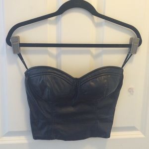 Black leather bustier