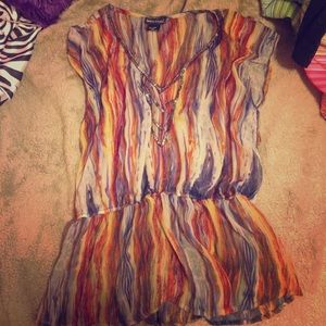 Short sleeve colorful flowy shirt