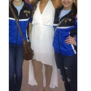 White high low halter dress