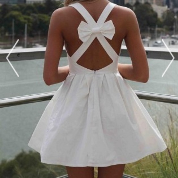 White Bow Back Dress