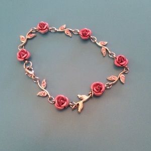 Pink rose petal bracelet