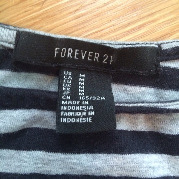 Black and Gray Striped Crop Top - Picture 2 of 3