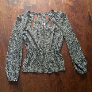 Candie's cut-out neck peplum top