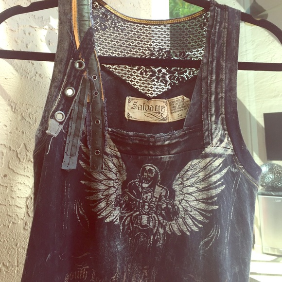 Salvage Faded Black Muscle Tank/Tunic