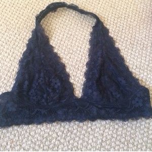 Free People Black Halter Bra