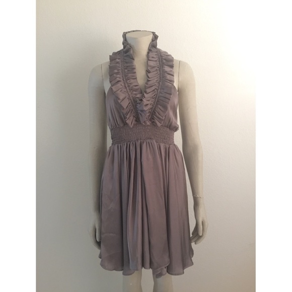 Silk Draped Halter Dress
