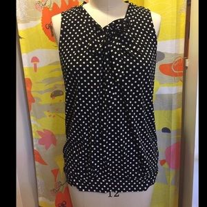 Black-and-white polkadot top