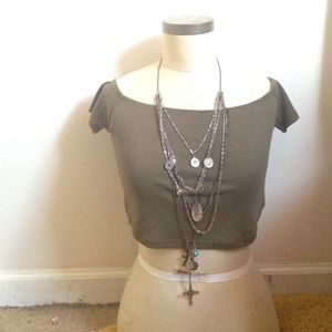 Urban Outfitters olive green crop top