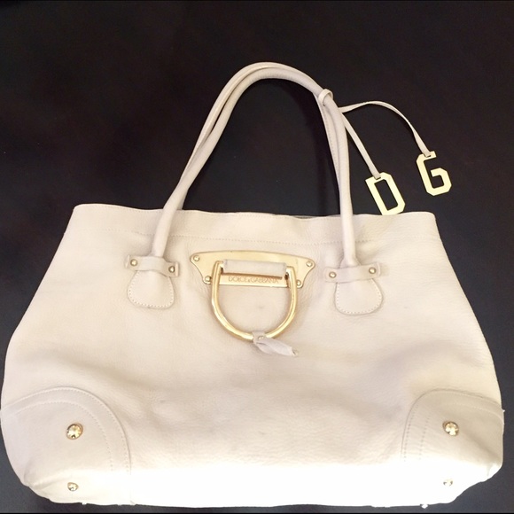 Dolce & Gabbana Handbags - Dolce & Gabbana Cream Leather Oversized Bag