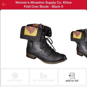 Mossimo Fold Over Black Aztec Combat Boots Size 8