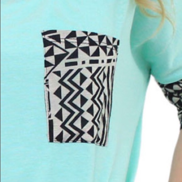 πHP 10/17π ADDISON tribal top-Aqua - Picture 2 of 6