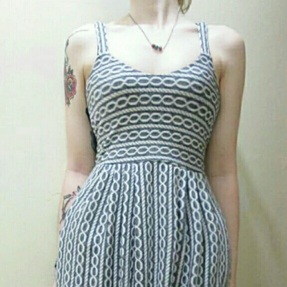 Grey Patterned Cross Back Anthropologie Dress