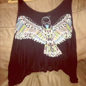 Colorful Eagle Black Crop Top