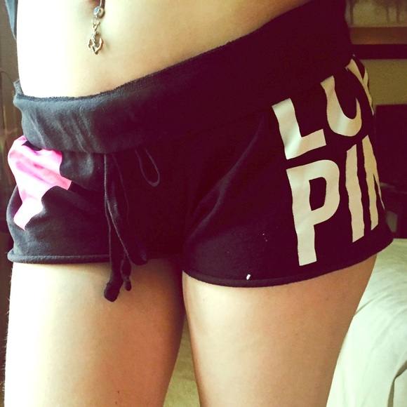 VS Pink cut off sweatpant shorts w drawstring