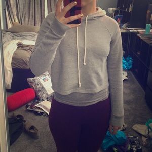 Forever 21 Gray Cropped Hoodie