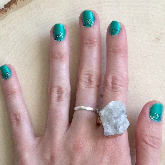 🚫SOLD🚫 Clear Quartz Gold Adjustable Ring - Picture 3 of 4