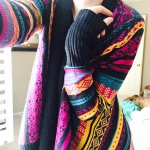 Bright Aztec thick cardigan