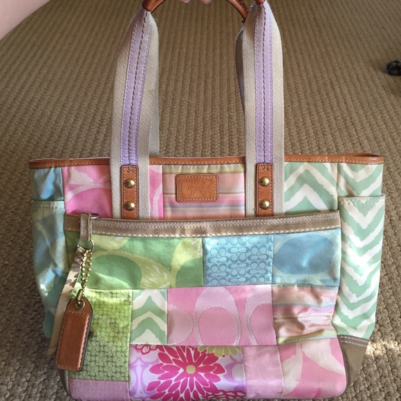 Coach pastel patchwork tote handbag AUTHENTIC!