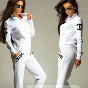 all white jogging suit