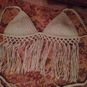 Crochet fringe bralette